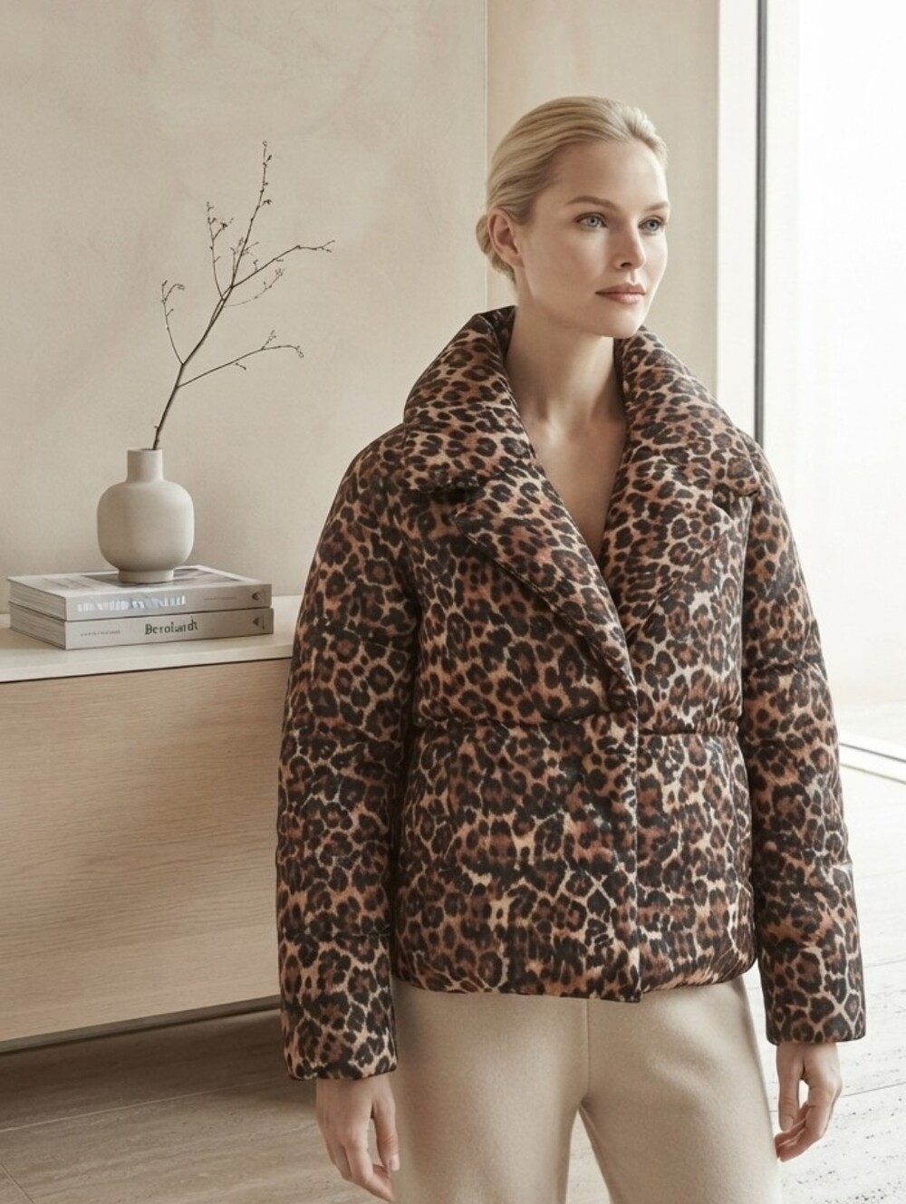 Steve Madden Evy Leopard Puffer Jacket, Animal Print Women's Jacket - Picture 8 of 9